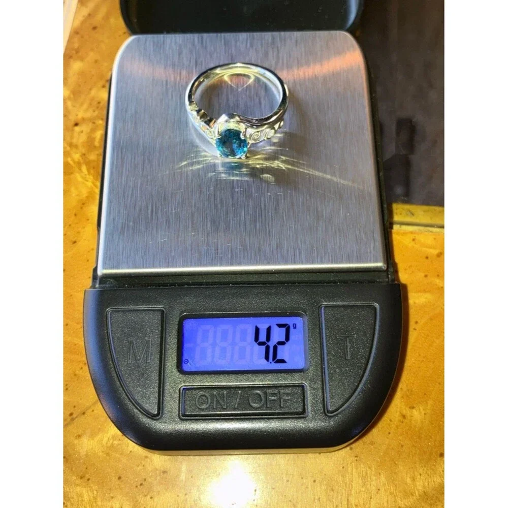 Natural London Blue Topaz Sterling Silver Ring Size 10